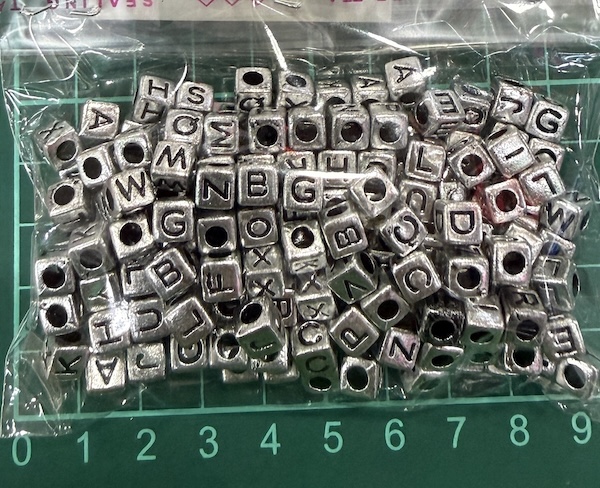 Letter Bead Silver & Black